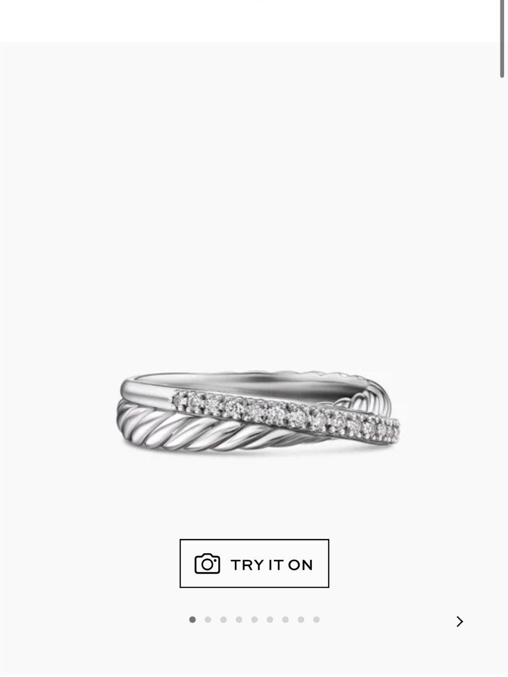 David Yurman Silver Twisted Crossover Pavé Ring